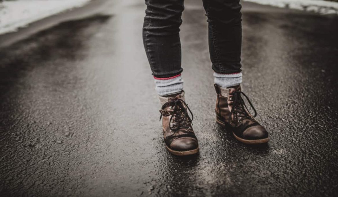 leather shoes and rainy day business