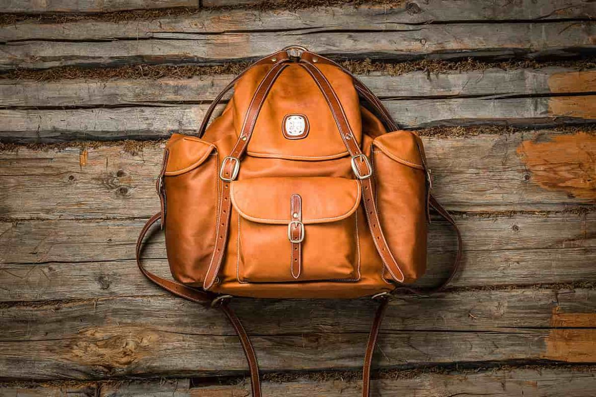 cowhide leather mini backpack for men’s use