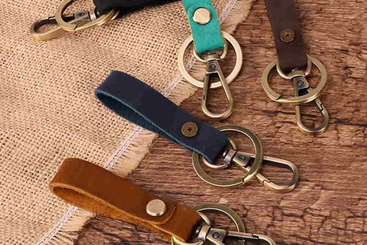 cowhide leather keyring