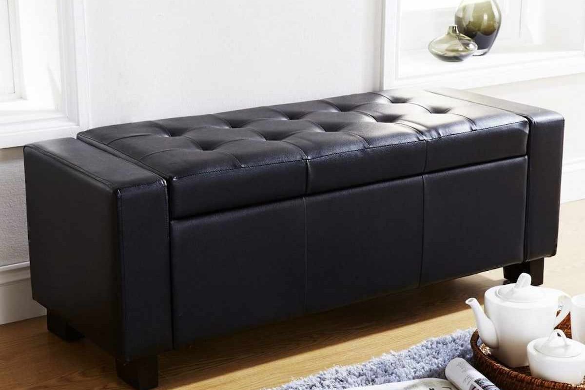 cowhide leather bench