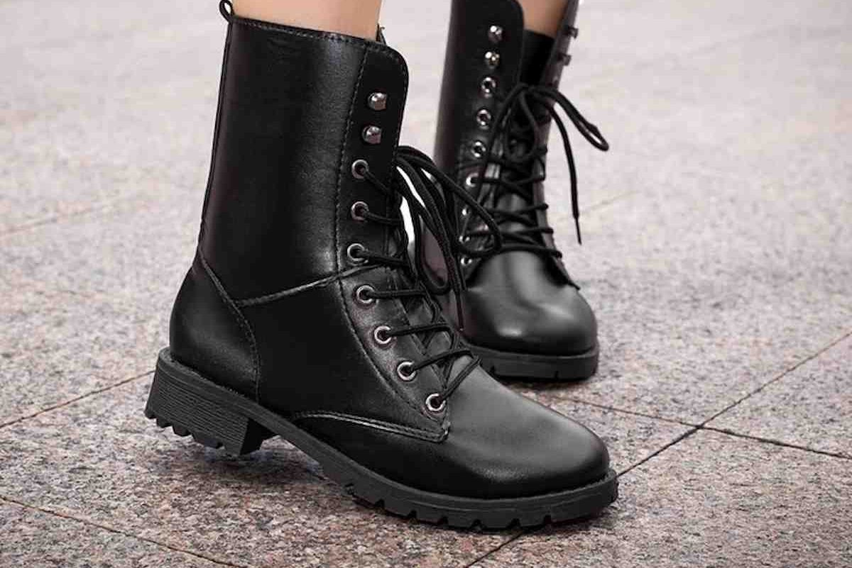 leather flat heel boots