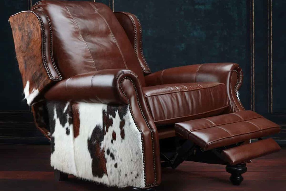 brown leather cowhide recliner on the market and sale