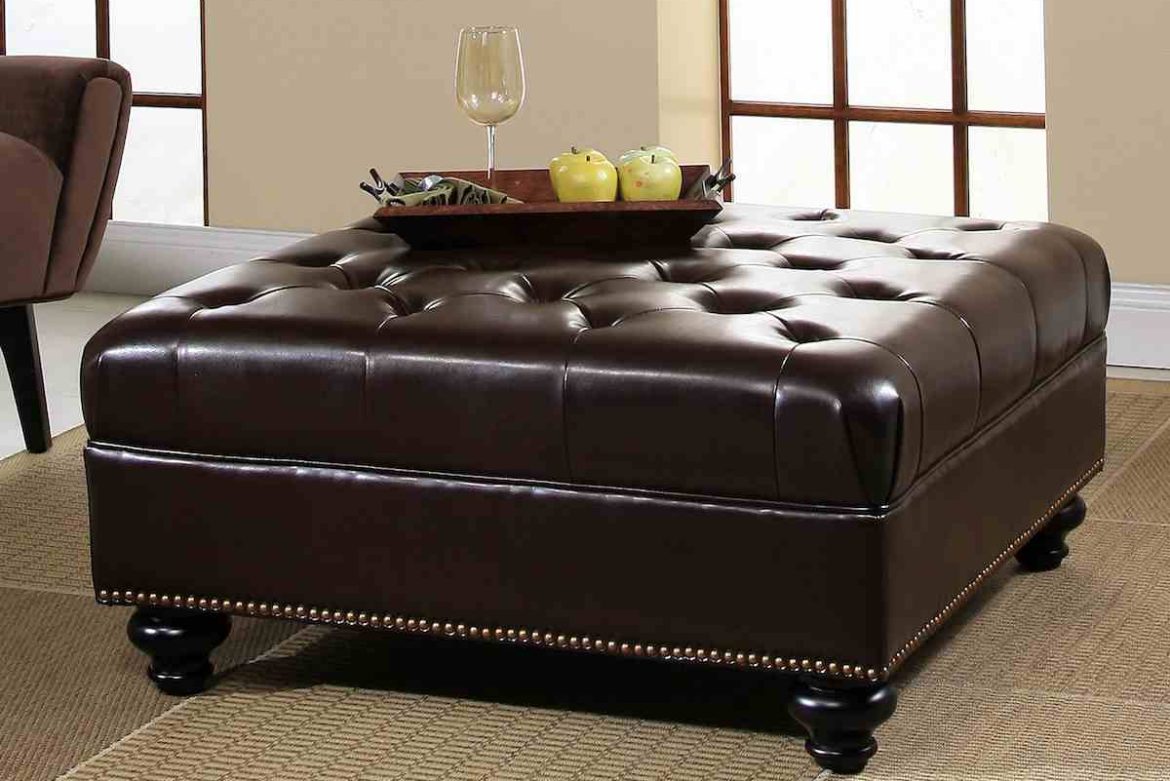 cow floater leather ottoman  coffee table with storage