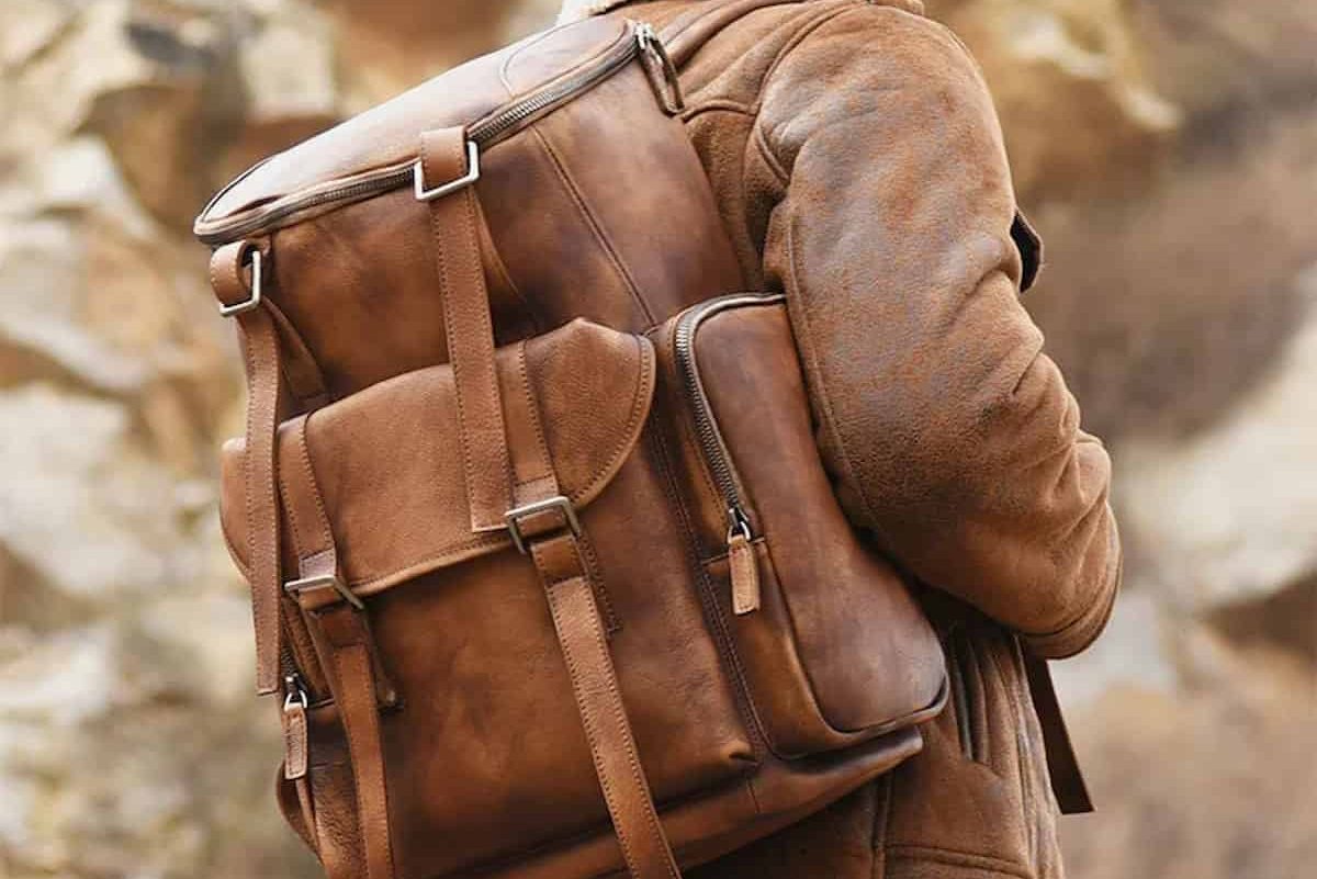 cowhide leather backpack