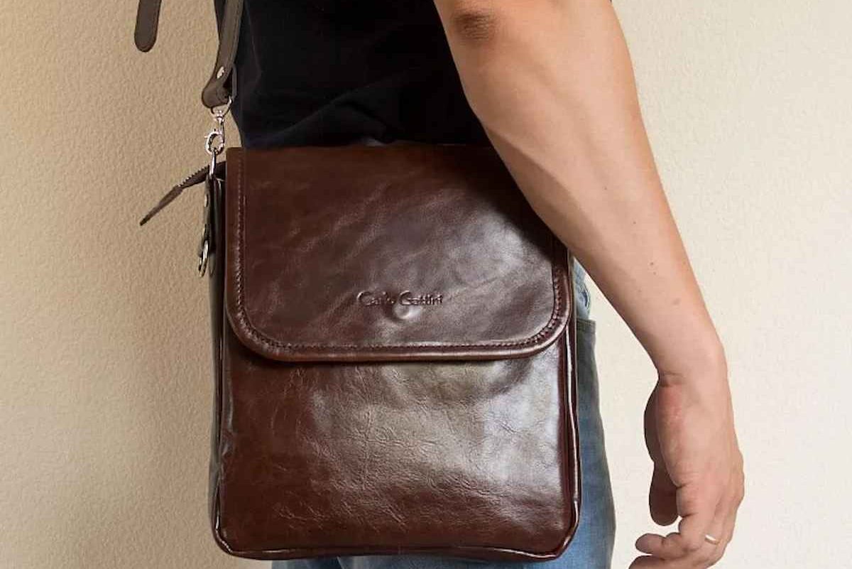 cow floater leather bag