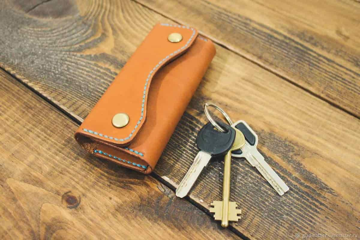 cowhide leather key chain