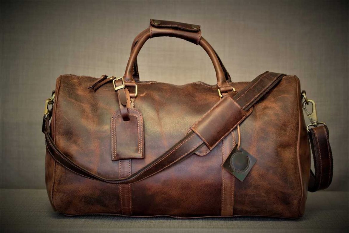 cowhide leather weekend duffle and travel bag