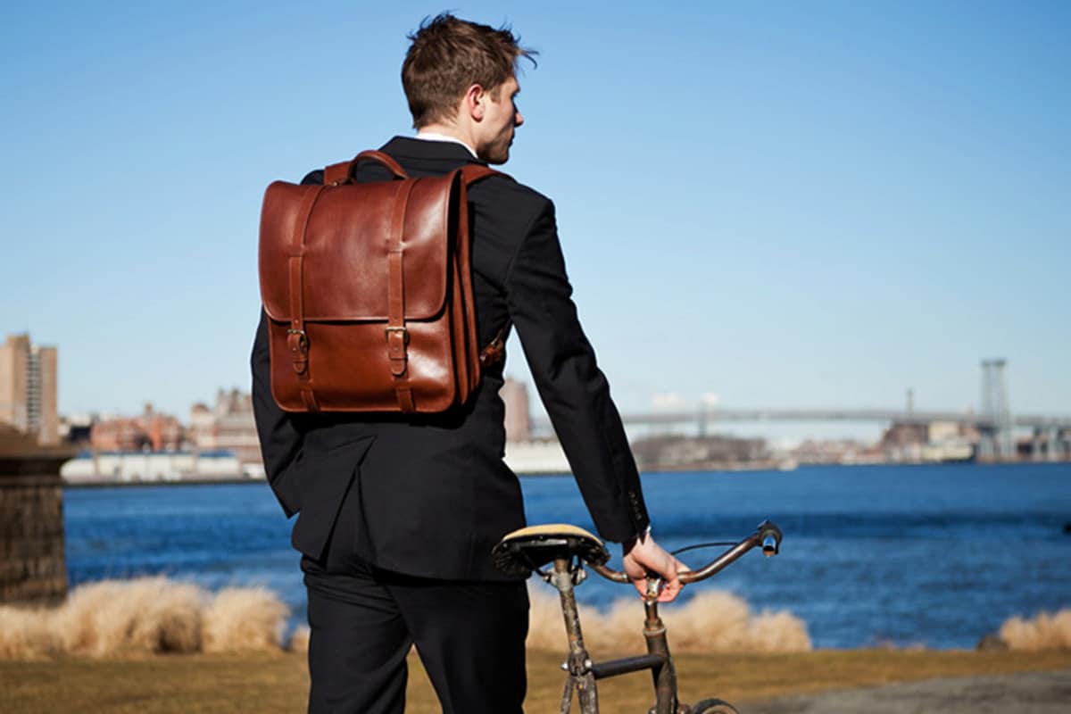 cowhide leather backpack